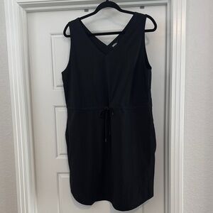 Eddie Bauer Black Women's mini dress with drawstring waist and side pockets